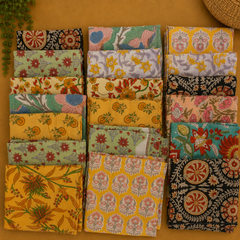 Hand Block Printed Cotton Napkins – Indian Floral Cloth Dinner Napkins 20 Pcs, Reusable Boho Table Napkins, Mixed Assorted Set