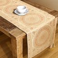 Kantha Mandala Print Beige Boho 14x72 Inch Table Runner