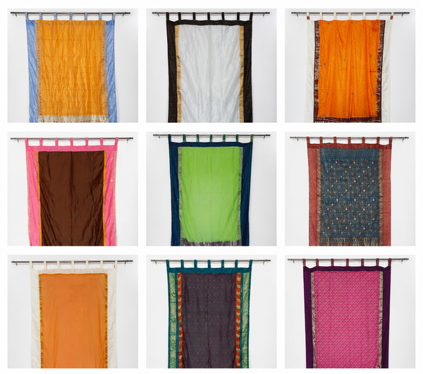 Vintage Handmade Recycled Silk Saree Curtain