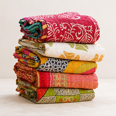 Indian Handmade Vintage Cotton Kantha Quilt