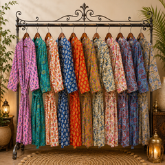 5 Pcs Assorted Cotton Kimono Robes for Women, Floral Printed Bathrobe, Lightweight Dressing Gown, Bridesmaid Robe, Boho Lounge Wear