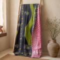 Indian Handmade Vintage Kantha Quilt Twin 55x85 Inches – Reversible Cotton Bedspread & Boho Throw Blanket | EBY-TW-149