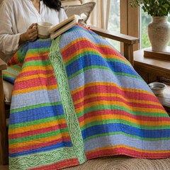 Handmade vintage Kantha quilt EBY-TW-151 – reversible cotton boho bedspread