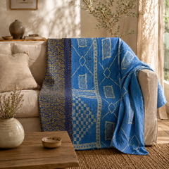Handmade vintage Kantha quilt EBY-TW-152 – reversible cotton boho bedspread