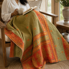 Handmade vintage Kantha quilt EBY-TW-153 – reversible cotton boho bedspread