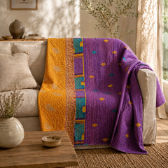 Handmade vintage Kantha quilt EBY-TW-154 – reversible cotton boho bedspread