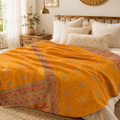 Handmade vintage Kantha quilt EBY-TW-154 – reversible cotton boho bedspread