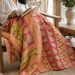 Handmade vintage Kantha quilt EBY-TW-155 – reversible cotton boho bedspread