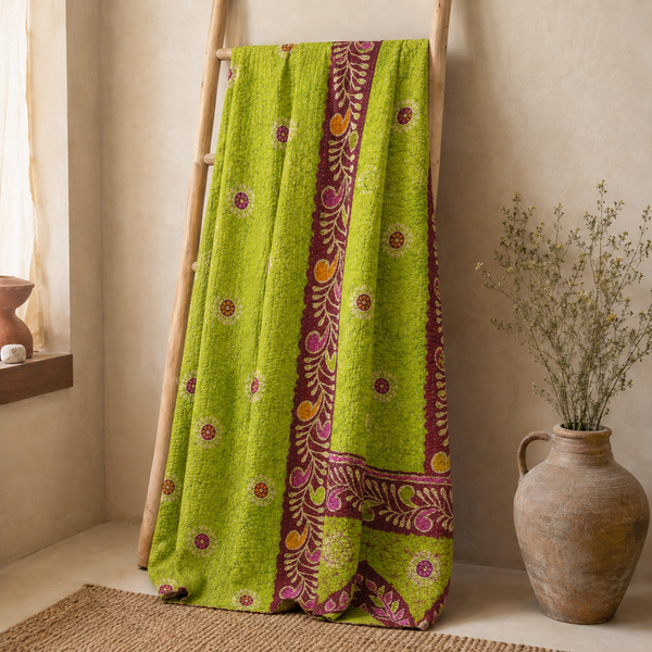 Handmade vintage Kantha quilt EBY-TW-155 – reversible cotton boho bedspread