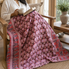 Handmade vintage Kantha quilt EBY-TW-156 – reversible cotton boho bedspread