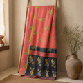 Indian Handmade Vintage Kantha Quilt Twin 55x85 Inches – Reversible Cotton Bedspread & Boho Throw Blanket | EBY-TW-156