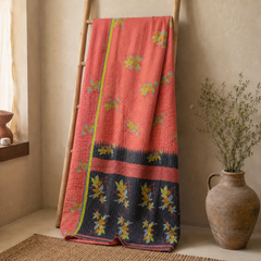 Handmade vintage Kantha quilt EBY-TW-156 – reversible cotton boho bedspread
