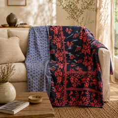 Handmade vintage Kantha quilt EBY-TW-157 – reversible cotton boho bedspread