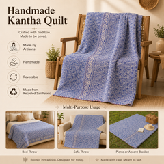 Handmade vintage Kantha quilt EBY-TW-157 – reversible cotton boho bedspread