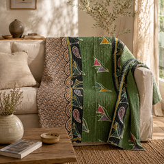 Handmade vintage Kantha quilt EBY-TW-158 – reversible cotton boho bedspread