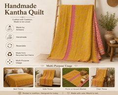 Handmade vintage Kantha quilt EBY-TW-166 – reversible cotton boho bedspread
