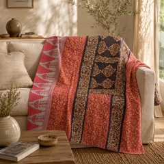 Handmade vintage Kantha quilt EBY-TW-193 – reversible cotton boho bedspread