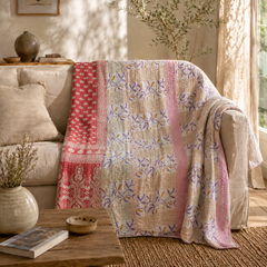 Handmade vintage Kantha quilt EBY-TW-194 – reversible cotton boho bedspread