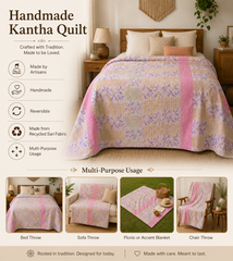 Handmade vintage Kantha quilt EBY-TW-194 – reversible cotton boho bedspread