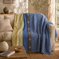 Handmade vintage Kantha quilt EBY-TW-213 – reversible cotton boho bedspread