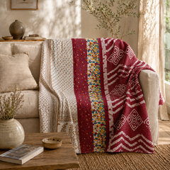 Handmade vintage Kantha quilt EBY-TW-214 – reversible cotton boho bedspread