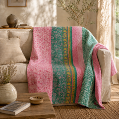 Handmade vintage Kantha quilt EBY-TW-215 – reversible cotton boho bedspread