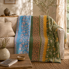 Handmade vintage Kantha quilt EBY-TW-216 – reversible cotton boho bedspread
