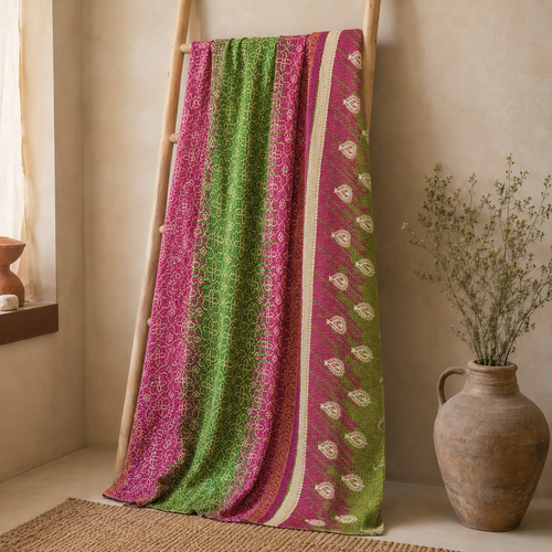 Handmade vintage Kantha quilt EBY-TW-218 – reversible cotton boho bedspread