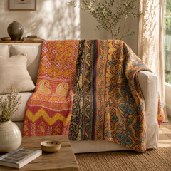 Handmade vintage Kantha quilt EBY-TW-221 – reversible cotton boho bedspread