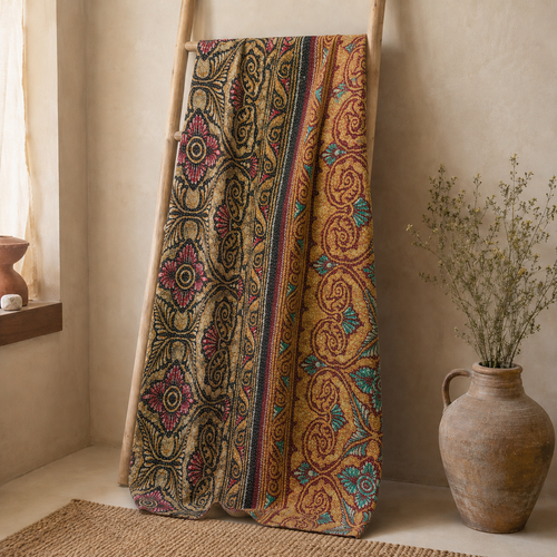Handmade vintage Kantha quilt EBY-TW-221 – reversible cotton boho bedspread