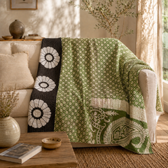 Handmade vintage Kantha quilt EBY-TW-222 – reversible cotton boho bedspread