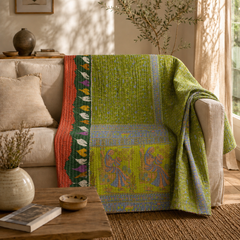 Handmade vintage Kantha quilt EBY-TW-223 – reversible cotton boho bedspread