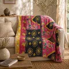 Handmade vintage Kantha quilt EBY-TW-227 – reversible cotton boho bedspread