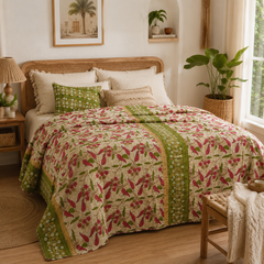 Handmade vintage Kantha quilt EBY-TW-228 – reversible cotton boho bedspread