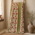 Indian Handmade Vintage Kantha Quilt Queen 55x85 Inches – Reversible Cotton Bedspread & Boho Throw Blanket | EBY-TW-228