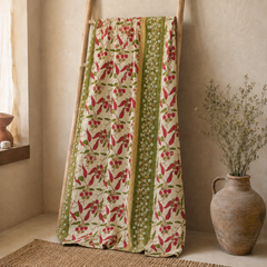 Handmade vintage Kantha quilt EBY-TW-228 – reversible cotton boho bedspread