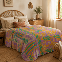 Handmade vintage Kantha quilt EBY-TW-233 – reversible cotton boho bedspread