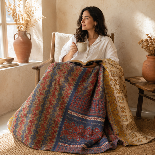 Beige & Sand Vintage Kantha Quilt – Handmade Reversible Twin Cotton Bedspread & Boho Throw Blanket | EBY-TW-243