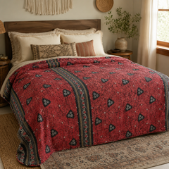 Handmade vintage Kantha quilt EBY-TW-244 – reversible cotton boho bedspread