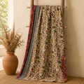Ruby Red Floral Vintage Kantha Quilt – Handmade Reversible Twin Cotton Bedspread & Boho Throw Blanket | EBY-TW-244