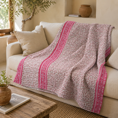 Golden Yellow Striped handmade vintage Kantha quilt EBY-TW-246 – reversible cotton twin boho bedspread