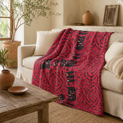 Pink Retro Circles handmade vintage Kantha quilt EBY-TW-248 – reversible cotton twin boho bedspread