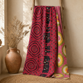 Pink Retro Circles Vintage Kantha Quilt – Handmade Reversible Twin Cotton Bedspread & Boho Throw Blanket | EBY-TW-248