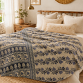 Indian Handmade Vintage Kantha Quilt Twin 55x85 Inches – Reversible Cotton Bedspread & Boho Throw Blanket | EBY-TW-249