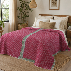 Handmade vintage Kantha quilt EBY-TW-252 – reversible cotton boho bedspread