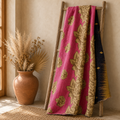 Pink & Gold Vintage Kantha Quilt – Handmade Reversible Twin Cotton Bedspread & Boho Throw Blanket | EBY-TW-254
