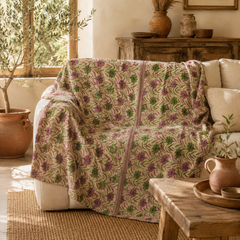 Coral & Orange Floral handmade vintage Kantha quilt EBY-TW-255 – reversible cotton twin boho bedspread