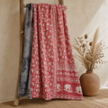 Stone Grey Vintage Kantha Quilt – Handmade Reversible Twin Cotton Bedspread & Boho Throw Blanket | EBY-TW-256