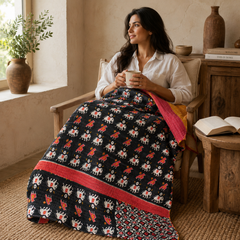 Deep Purple Motif handmade vintage Kantha quilt EBY-TW-264 – reversible cotton twin boho bedspread