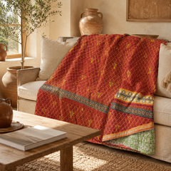 Indigo Multicolour Patchwork handmade vintage Kantha quilt EBY-TW-268 – reversible cotton twin boho bedspread